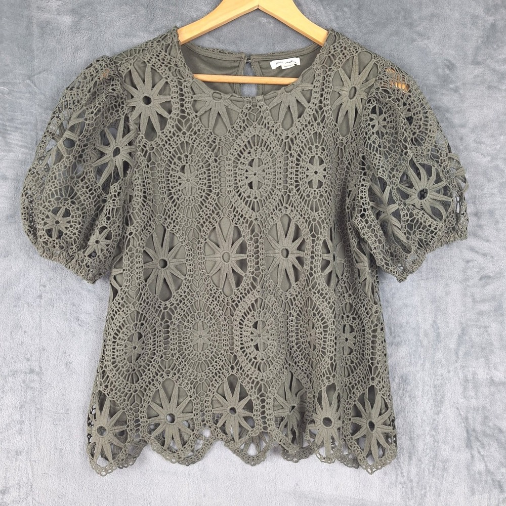 Womens Top Large Boho Crochet Goblin Whimsigoth Dark Cottagecore Fairy Grunge